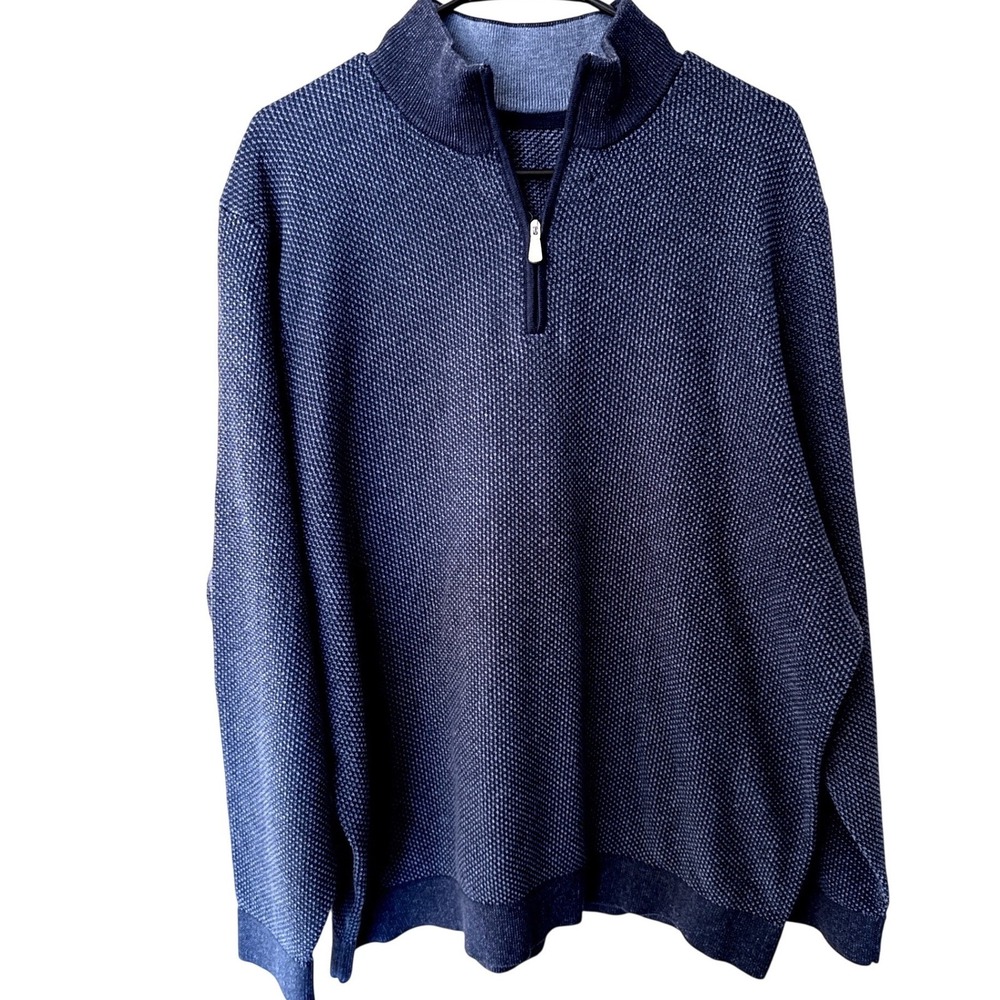 Tommy Bahama‎ IslandZone Mens XXL 2XL Blue 1/4 Zip Pullover Golf Sweater Coolmax